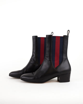 Web Accent Leather Chelsea Boots