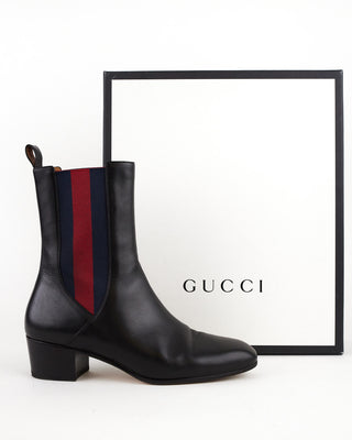 Web Accent Leather Chelsea Boots